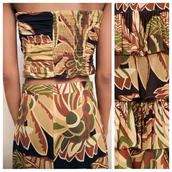 NWOT. Zara Multicolored Linen Blend Long High-Waisted Skirt. Size M. - Picture 4 of 9